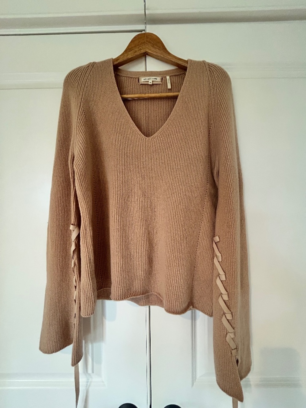 Helmut Lang Lace Up Sleeve Wool / Cashmere Sweater Medium